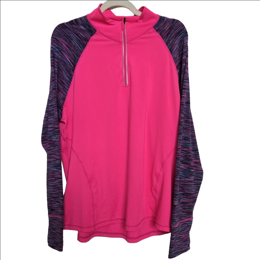 💙3/$25💙Ideology Womens‎ Hot Pink Space Dyed 1/4 Zip Front Jacket